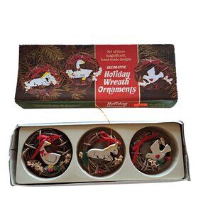 Vintage Set Of 3 Handmade Decorative Holiday Christmas Ornaments  Collectible